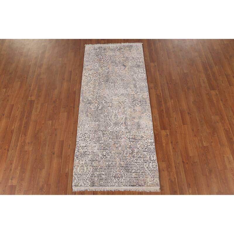 Modern Indian Accent Rug Handmade Indian Wool Carpet - 2'8"x 6'5"