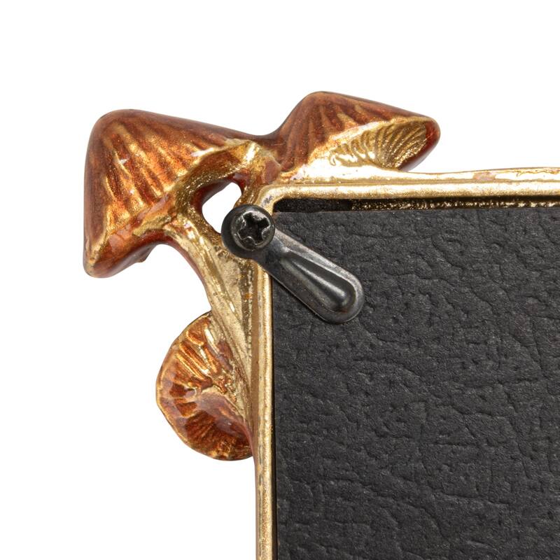 Enameled Metal Photo Frame with 3D Mushrooms