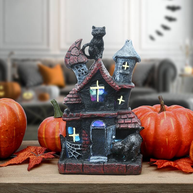 National Tree Company Halloween Haunted House Decoration, LED Lights, 7 Inches - 7 in