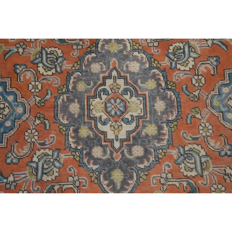 Hand Knotted Oriental 100% Wool Carpet Traditional Floral Oranges & Rust Tabriz Area Rug - 6' 0'' X 4' 6''
