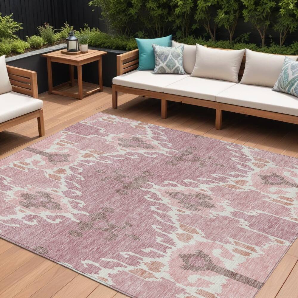 HomeRoots Ikat Transitional Rectangle Outdoor Rug