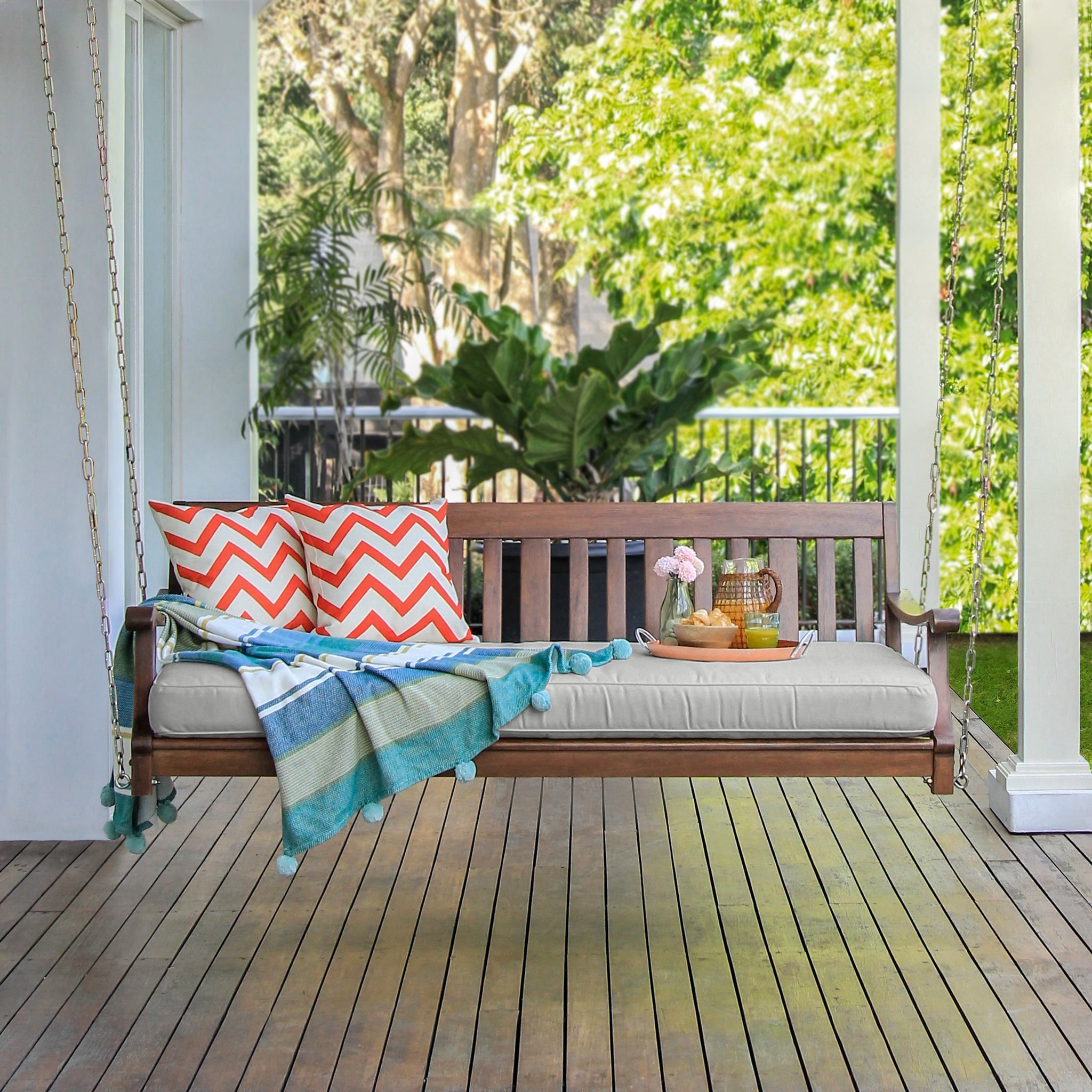 Porch swing shop with cushion