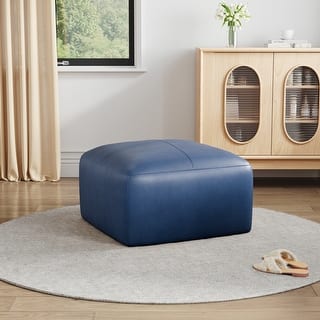 Upholstered Genuine Leather Ottoman for Living Room and Bedroom
