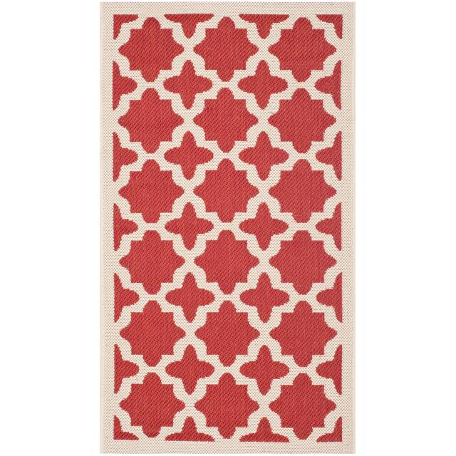 SAFAVIEH Courtyard Dorthey Indoor/ Outdoor Patio Backyard Rug - 2' x 3'7" - Red/Bone