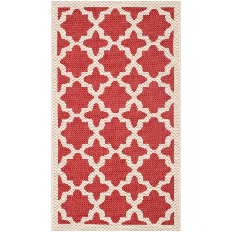 SAFAVIEH Courtyard Dorthey Indoor/ Outdoor Waterproof Patio Backyard Rug - 2' x 3'7" - Red/Bone