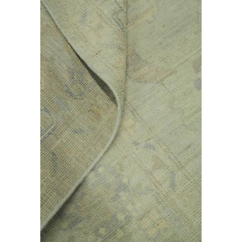 Vegetable Dye Wool Oushak Turkish Area Rug, Floral Geometric Carpet - 11' 5'' X 8' 9''