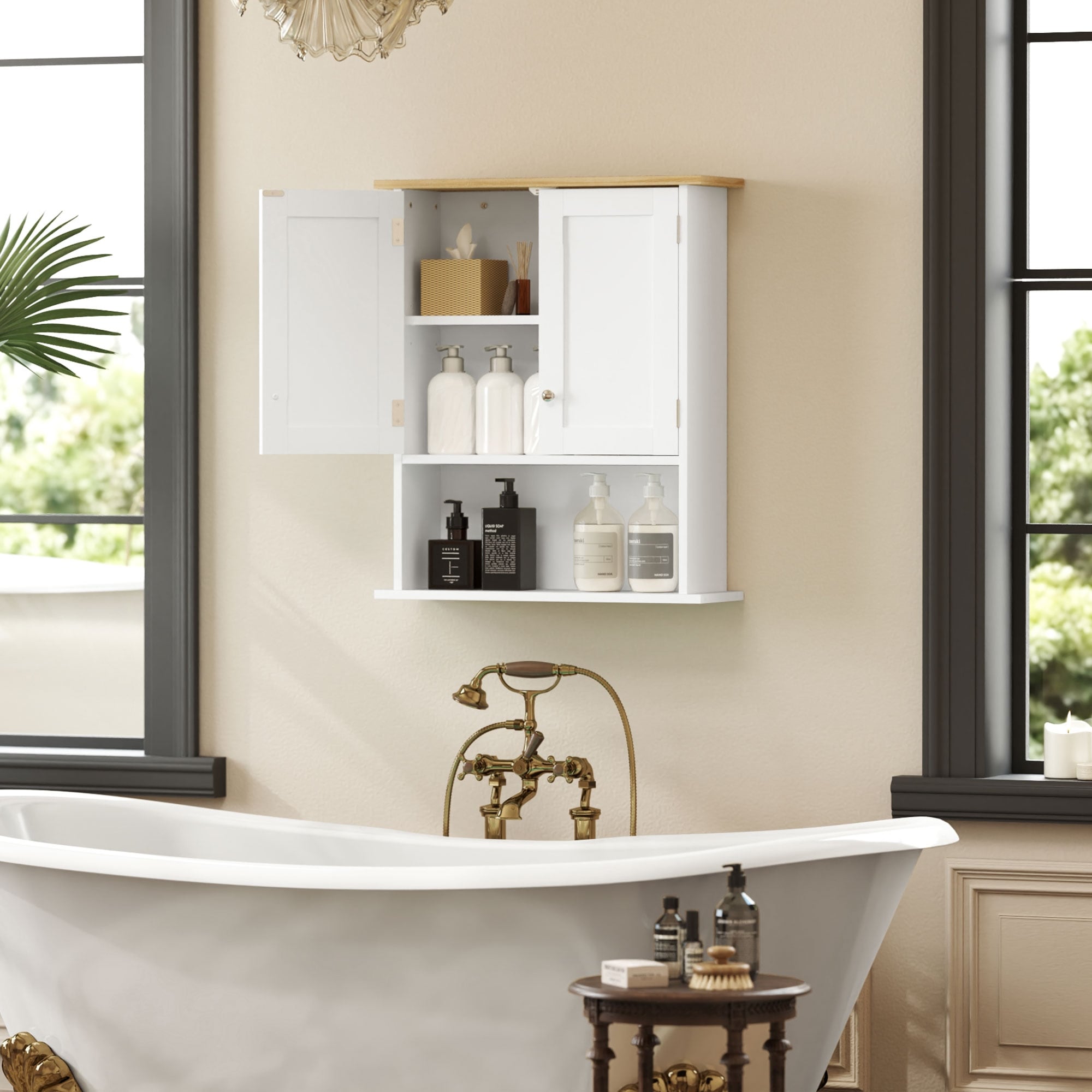 Bathroom Wall Cabinet, Modern Bathroom Cabinet Wall Mounted Medicine Cabinet With 2 Doors, Adjustable Shelf, Over The Toilet