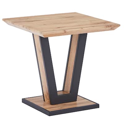 Modern MDF & Metal Accent Table - Natural & Black