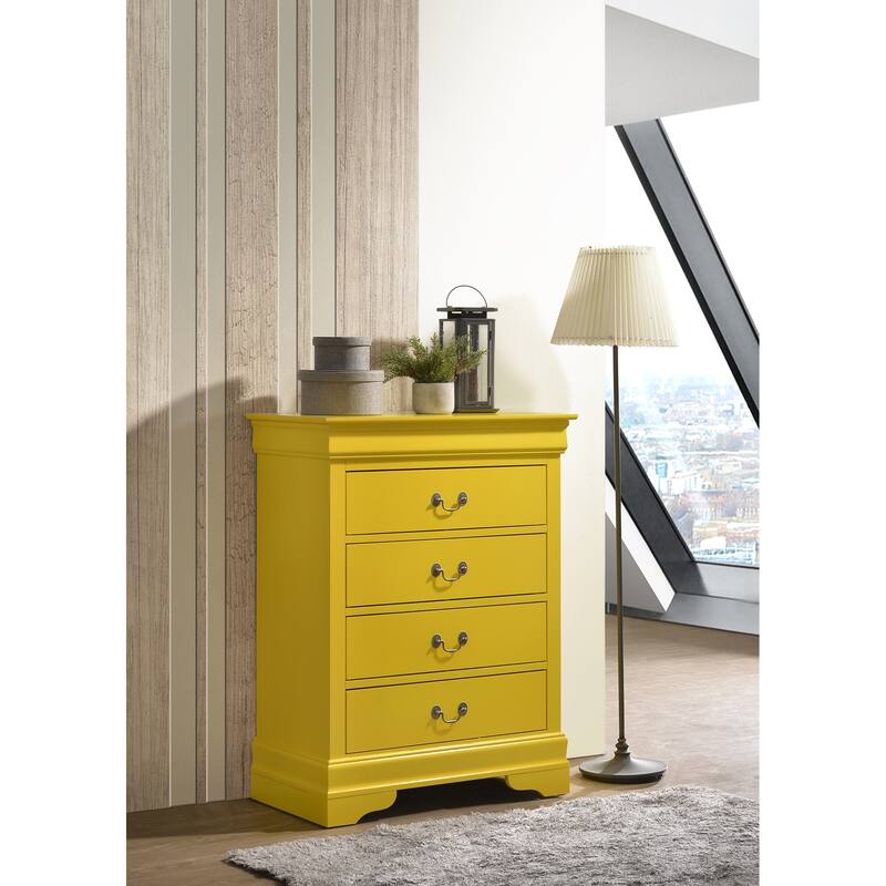 Passion Furniture Louis Phillipe Cherry 4 Drawer Chest of Drawers - 31"L x 16"W x 41"H