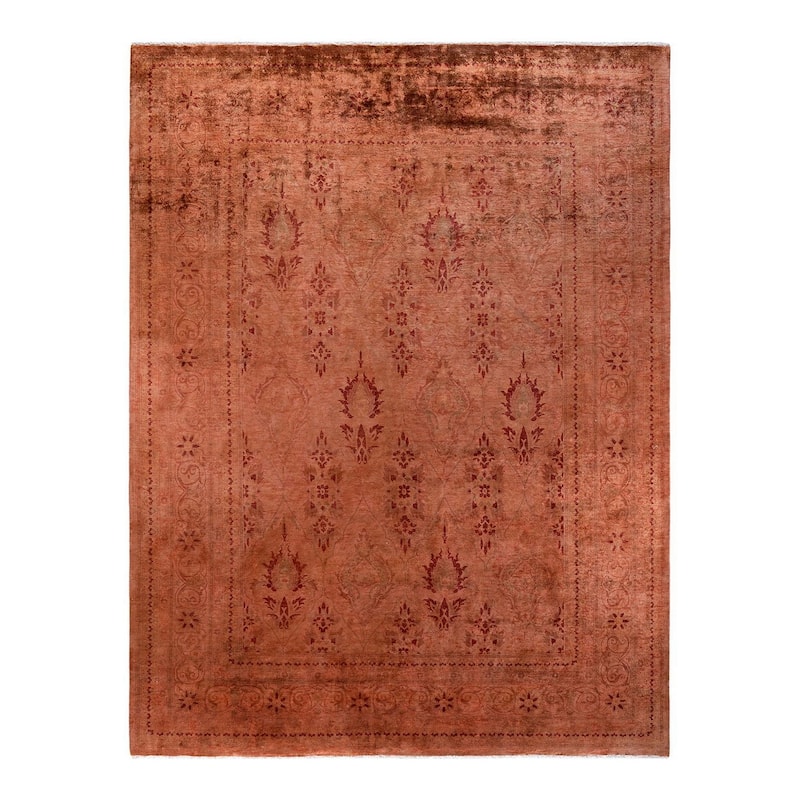 Overdyed, One-of-a-Kind Hand-Knotted Area Rug - Brown - 9' 3" x 11' 10"