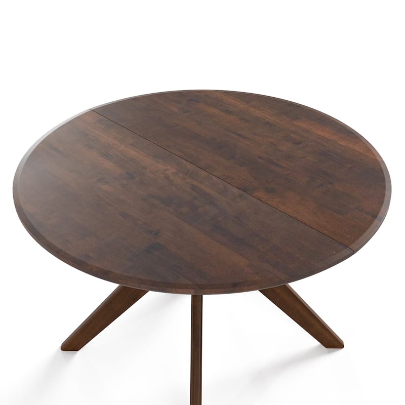 Furniture of America Abigail V Mid-Century Modern 7-Piece Rich Walnut Solid Wood Convertible Dining Set with Butterfly Leaf