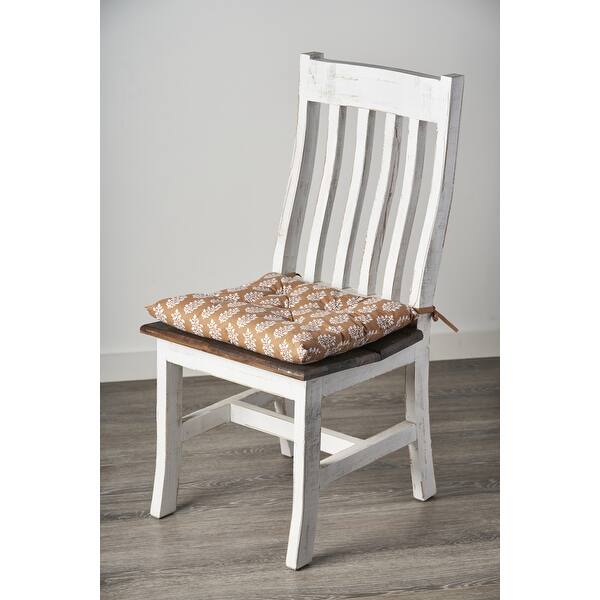 slide 8 of 10, LR Home Tufted Botanical Chair Cushion (Set of 2) 17-Inch Set of 2 - Toffee