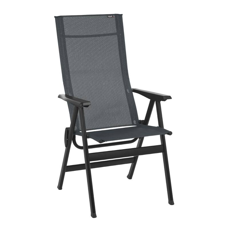 24 Inch Outdoor Armchair Grey and Black Steel Frame Patio Seating - 24.4” x 25.1” x 46”