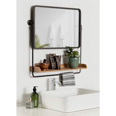 Kate and Laurel Rheeves Mirror with Shelf - 27x7x26