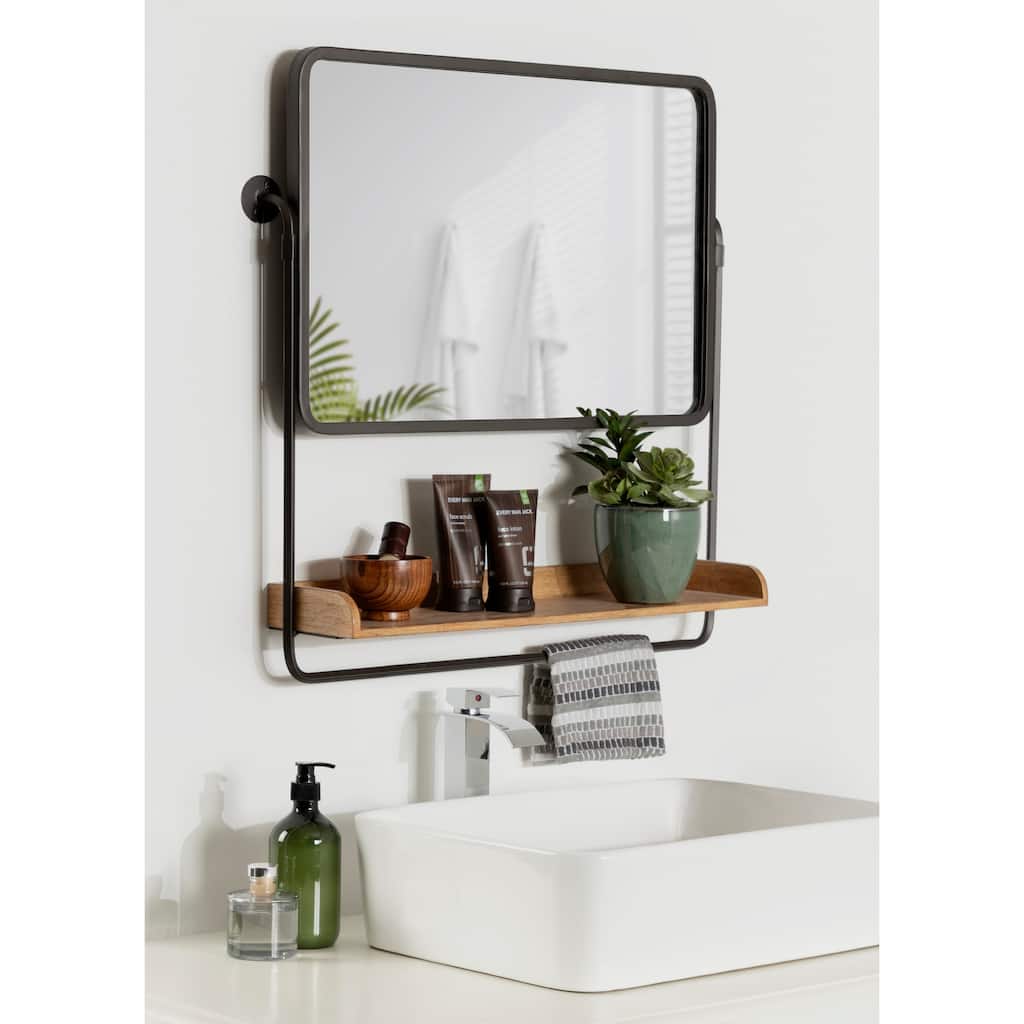 Kate and Laurel Rheeves Mirror with Shelf - 27x7x26