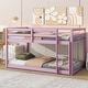 preview thumbnail 68 of 95, Low Loft Bed with Ladder, Solid Rubber Wooden Bed Frame for Multi Children, Floor Bed - Available with or without Slats Pink with Slats Floor - Twin