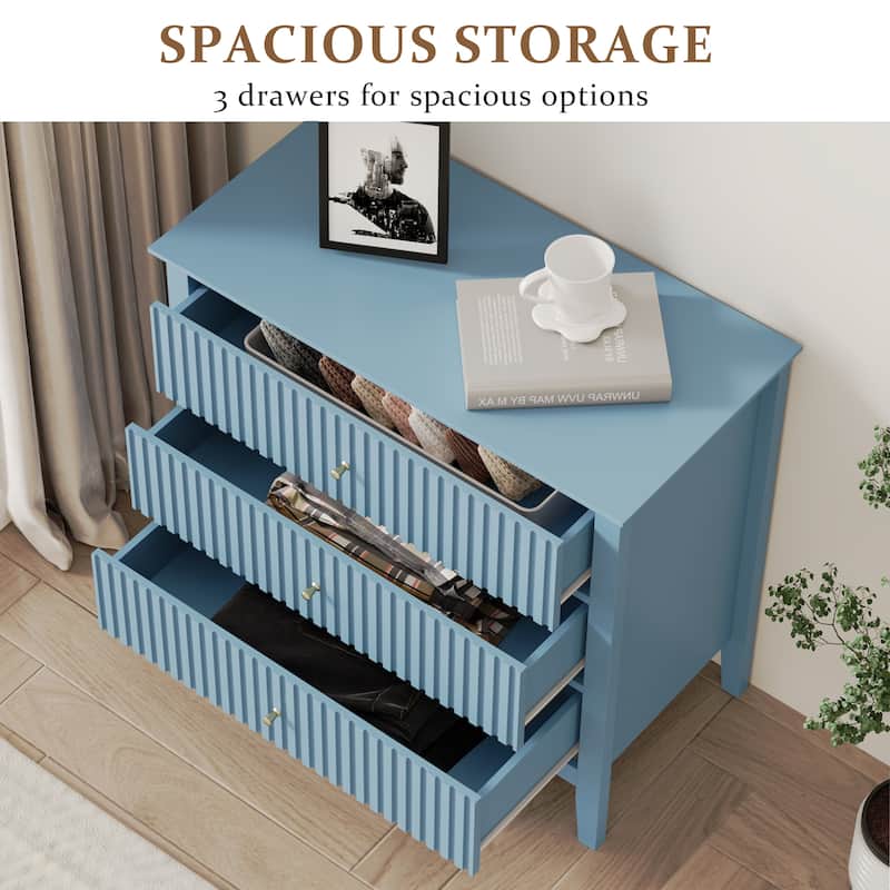 Fluted 3 Drawer Dresser
