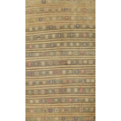 Hand Woven Oriental 100% Wool Carpet Southwestern Tribal Multi-Colored Kilim Area Rug - 8' 5'' X 5' 10''