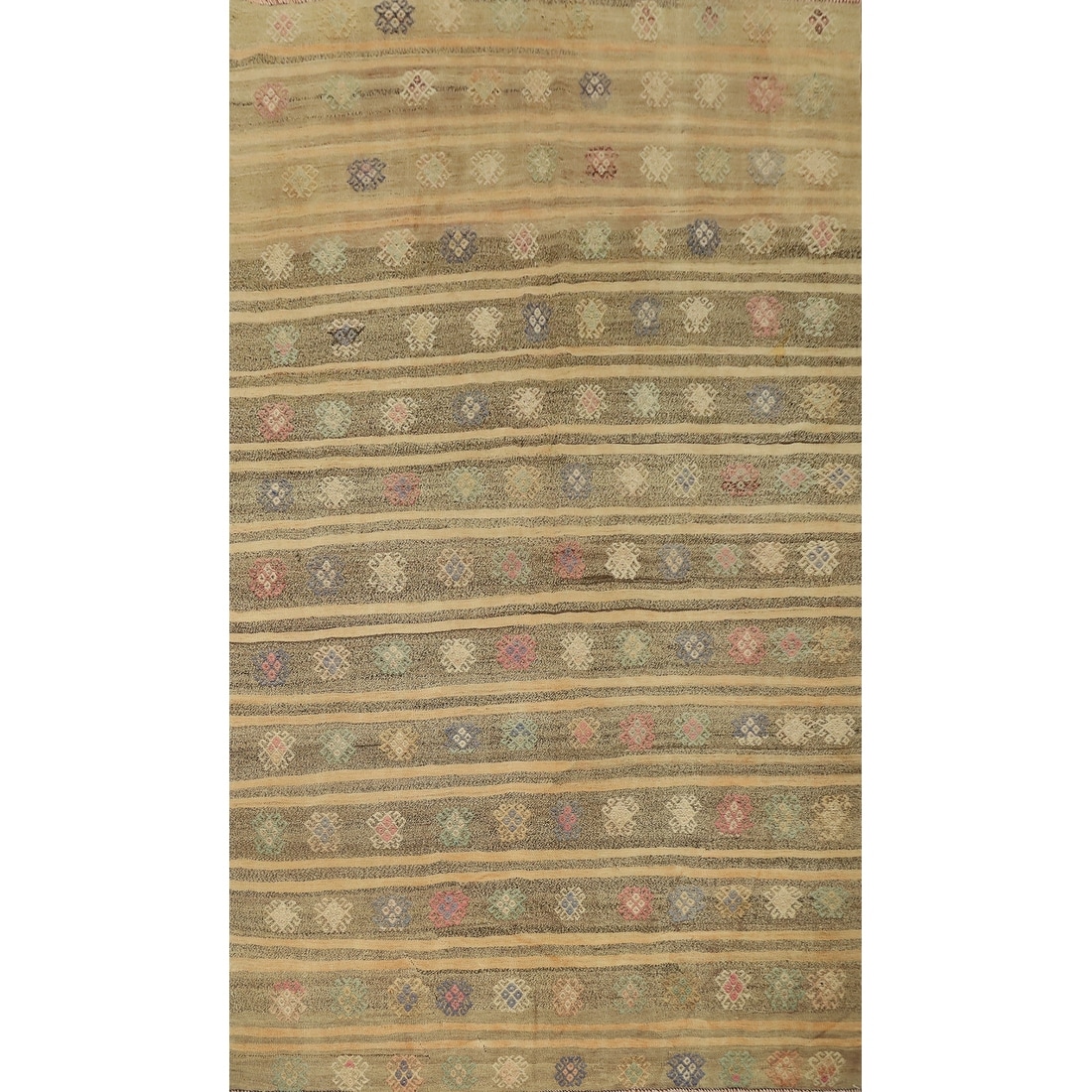 Hand Woven Oriental 100% Wool Carpet Southwestern Tribal Multi-Colored Kilim Area Rug - 8' 5'' X 5' 10''