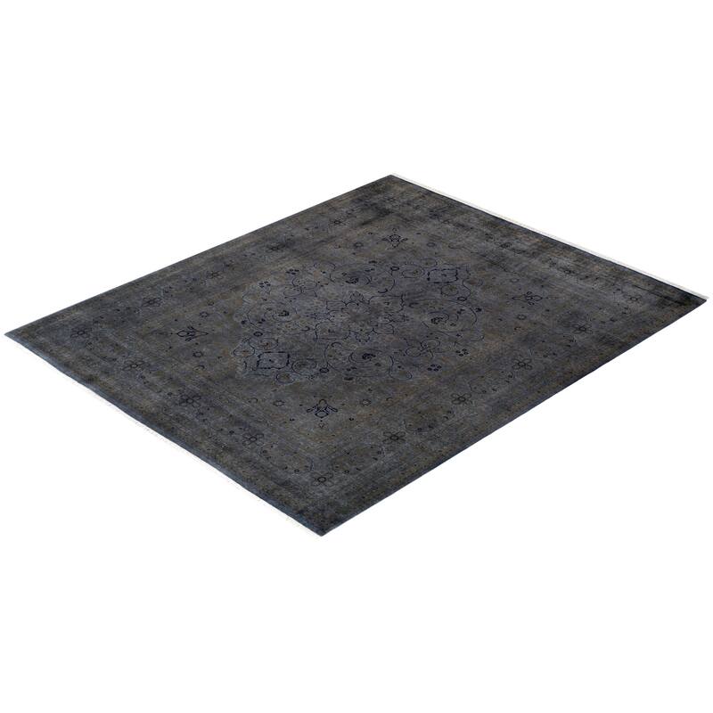 Overton Hand Knotted Wool Vintage Inspired Modern Contemporary Overdyed Gray Area Rug - 8' 3" x 10' 2"