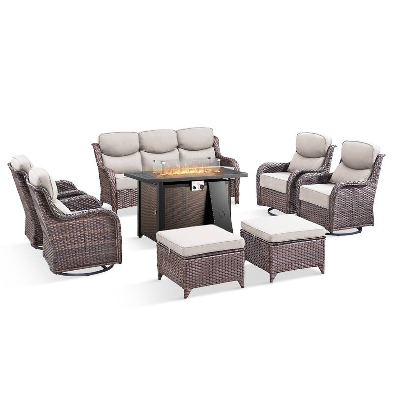 Pocassy Patio Furniture Set with 43 inch Fire Pit Table