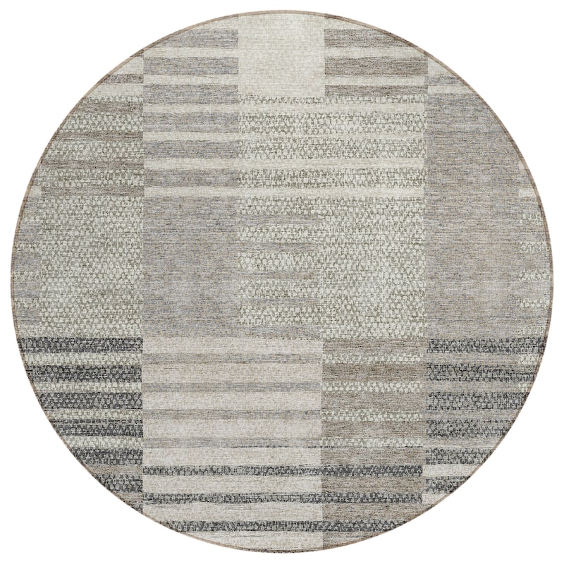 Machine Washable Indoor/ Outdoor Modern Stripes Chantille Rug