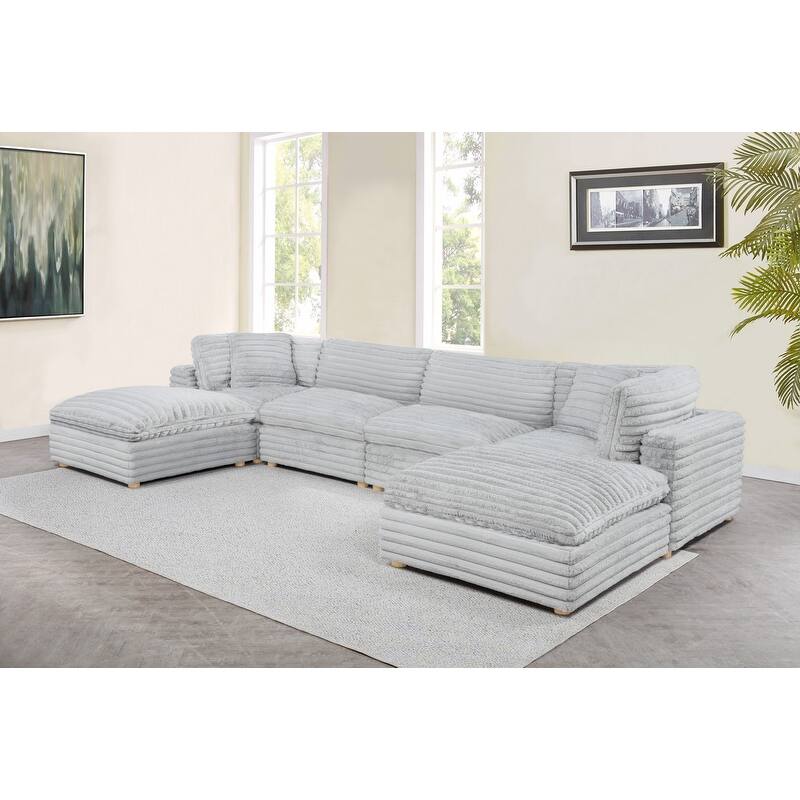 Best Quality Furniture 4-Piece Section Corduroy Modular