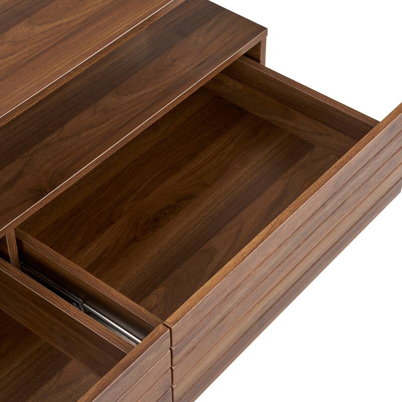 Modern White Rectangular LED Lights Coffee Table with 2 Drawers