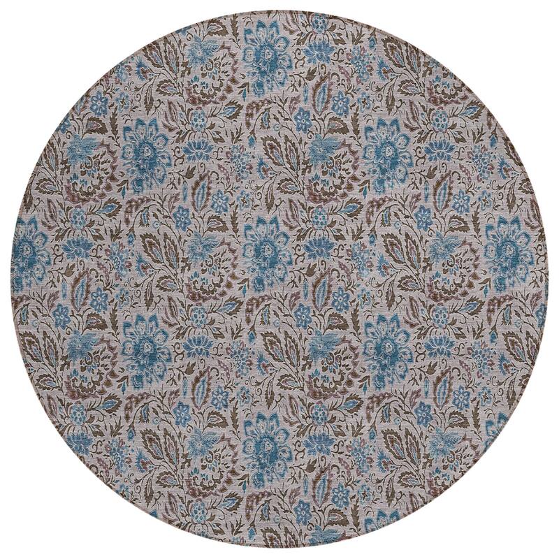 Machine Washable Indoor/ Outdoor Chantille Casual Floral Rug