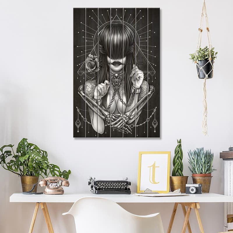 Fine Art Of Bondage Print On Wood by Winya Sangsorn - Multi-Color