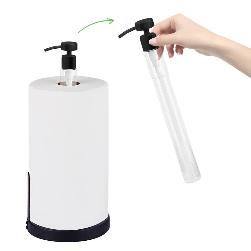 SunnyPoint Heavy Weighted Paper Towel Holder Stand Dispenser Built-in Pump Bottle