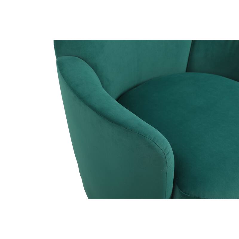 Velvet Swivel Barrel Chair with Gold Stainless Steel Base, High-Density Foam and 360° Rotation