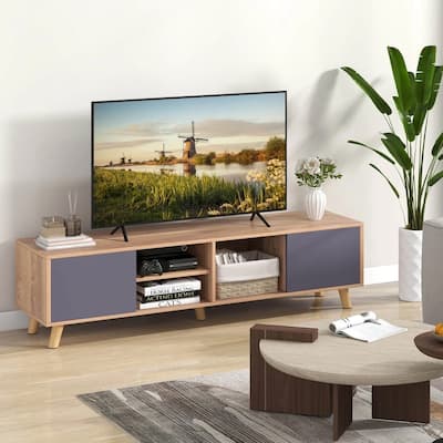 Media Entertainment Center Console 65" TV Stand w/2 Doors & Open - 55 inches