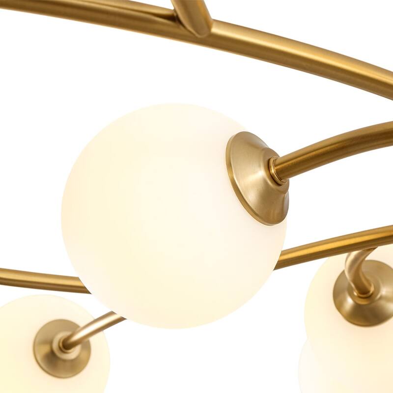 15-Light Spiral Branch Mid-century Frosted Glass Chandelier - 43.3 in