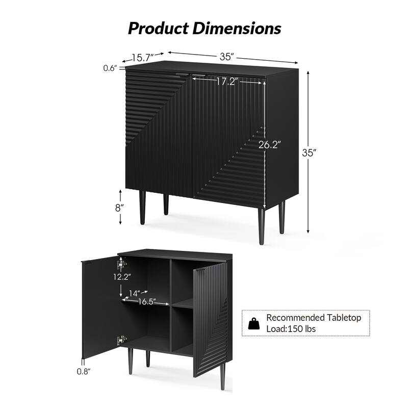 Joseph Modern Mid-century Tapered Feet Storage Cabinet with Adjustable Shelves by HULALA HOME
