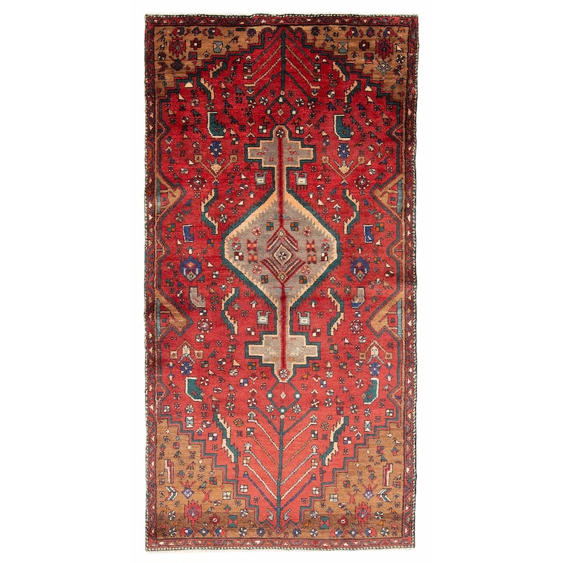 ECARPETGALLERY Hand-knotted Andelz Red Wool Rug - 3'9 x 8'0 - Red - 3'9 x 8'0