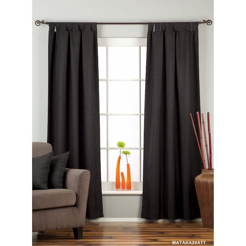 Black Tab Top Matka Raw Silk Curtain / Drape / Panel - Piece - 60" W X 63" L (Lined) - 63 Inches