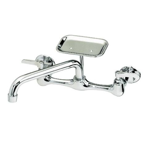 B & K 123-009NL Wall Mount Kitchen Faucet With Soap Dish, Chrome Plated