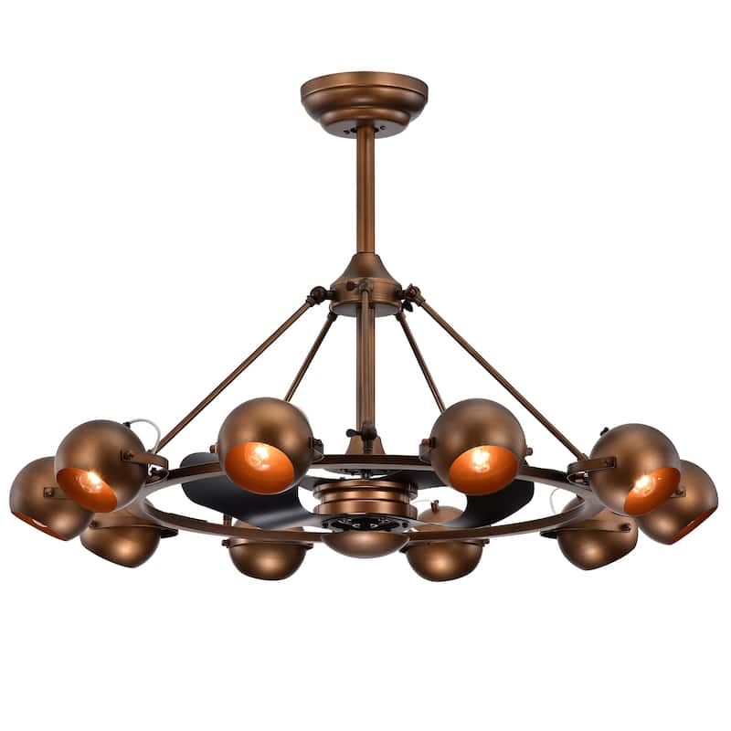Ingram Multi-Head 39-inch Lighted Ceiling Fan Fandelier - Satin-Bronze