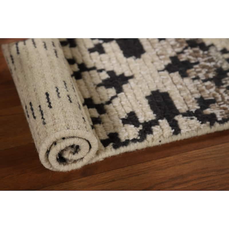 Geometric Moroccan Oriental Accent Rug Handmade Wool Carpet - 2'0"x 3'0"