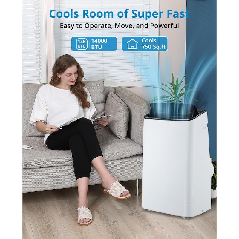 14000 BTU Portable Air Conditioner, Evaporative Air Cooler with Remote Control