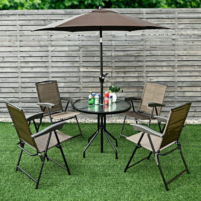 2 Pieces Folding Sling Chairs with Steel Armrests and Adjustable Back for Patio - 21" x 31" (W x H)