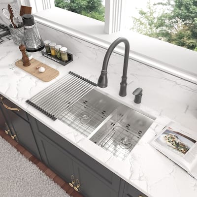 Lordear 28 inch Double Bowl Undermount Stainless Steel Kitchen Sink 16 Guage 60/40