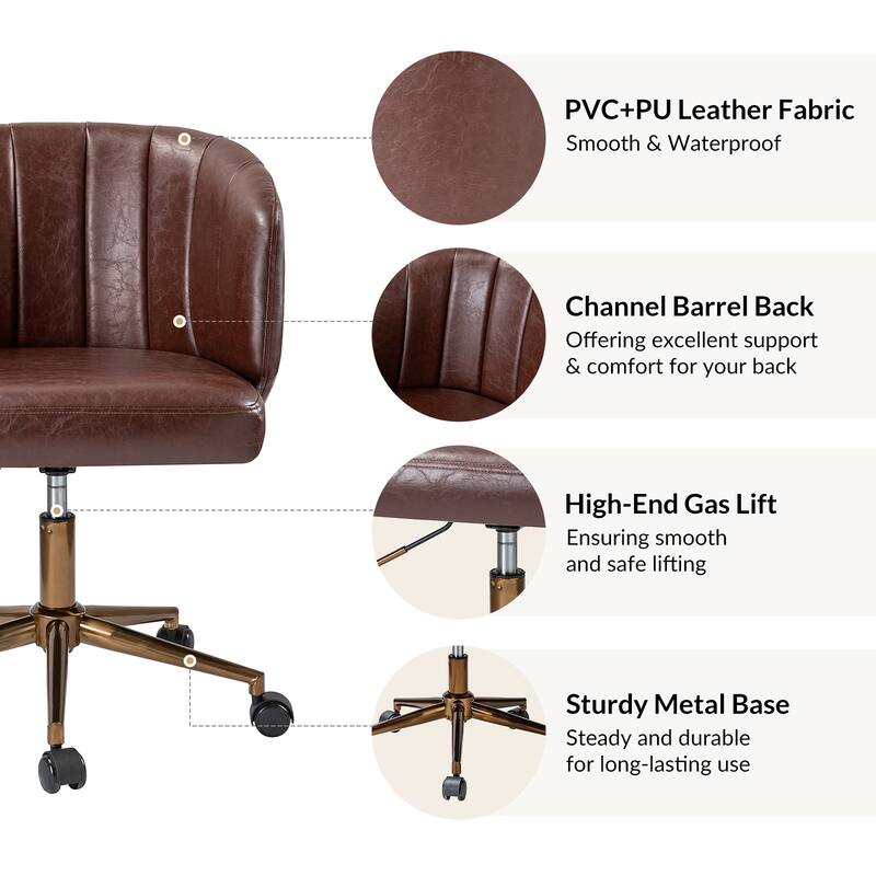 Gia Mid-century Modern Vegan Leather Ergonomic Office Chair by HULALA HOME