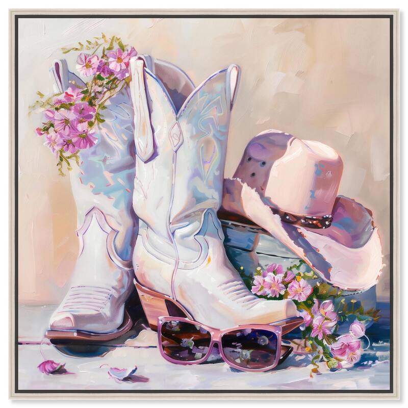 Spring Pink Cowboy Necessities Canvas by Art Remedy - Silver - 20" x 20"