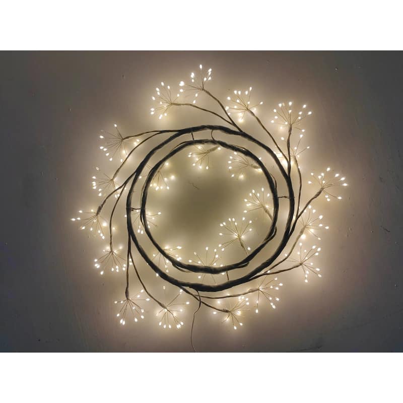 Pre-Lit LED White Floral Branch Christmas Wreath - 23.5" - Warm White Lights