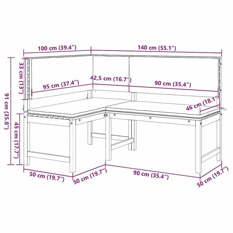 vidaXL Garden Bench Set Brown solid acacia wood - 20 x 35 x 30