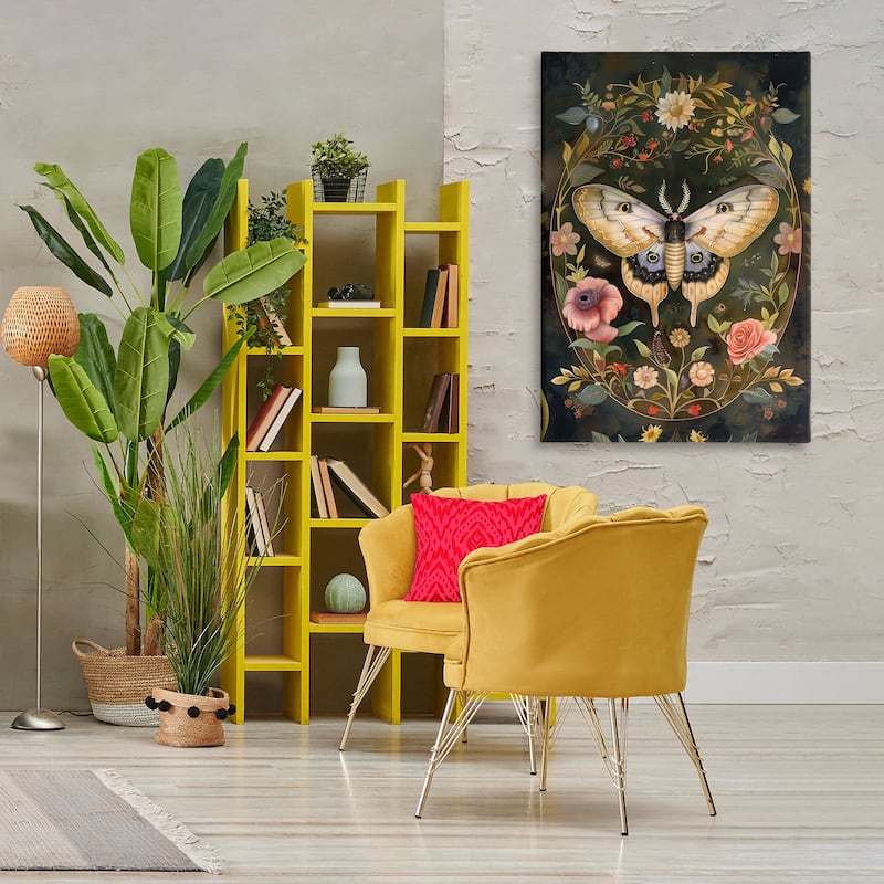 Stupell Victorian Botanicals & Moth Canvas Wall Art Design By The Dutch Lady