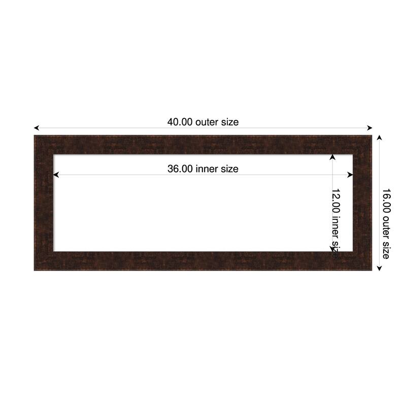 Amanti Art William Mottled Bronze Narrow Framed Dry Erase Magnetic Board - 40 x 16 in