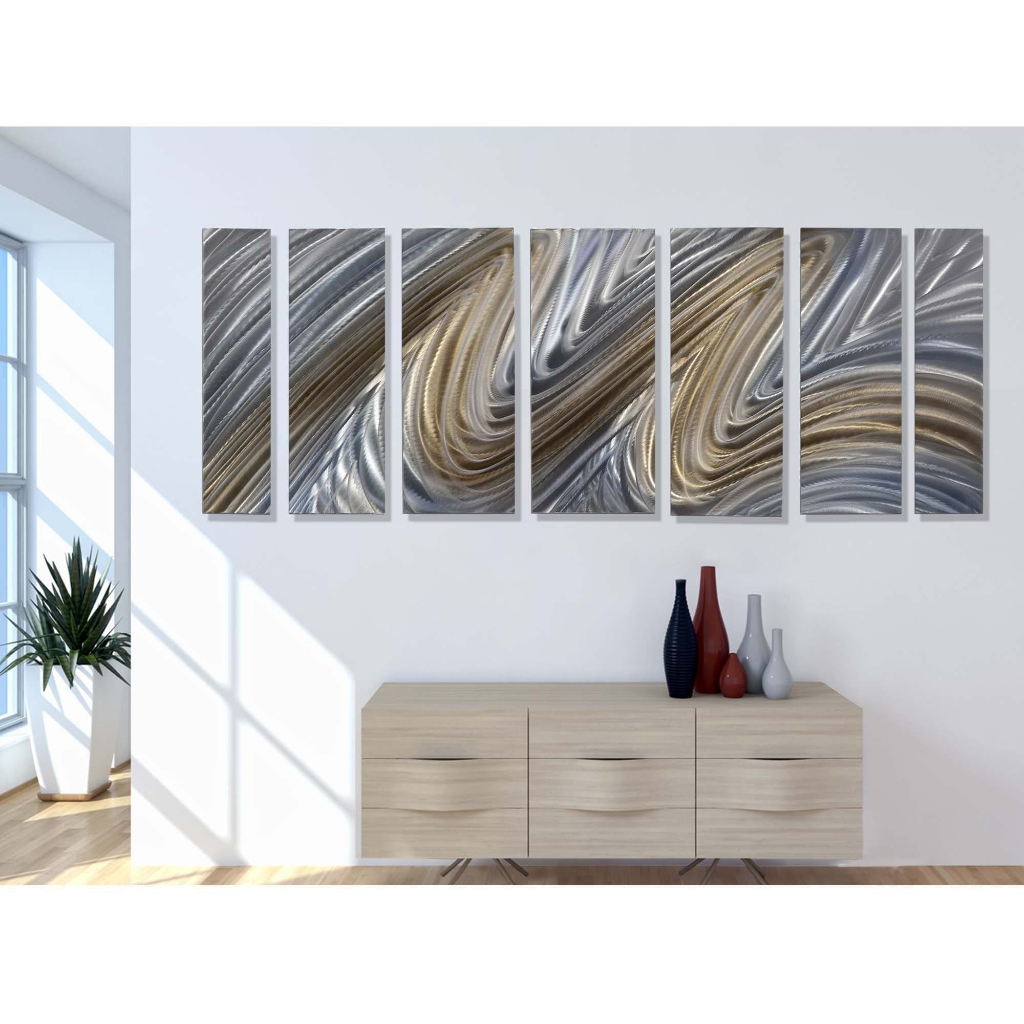 Statements2000 Abstract Metal Wall Art Accent Panels Blue Green by Jon Allen